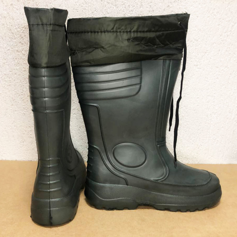 Чоботи гумові високі утеплені з підв'язкою зверху розмір 45/46 чоловічі Зелений