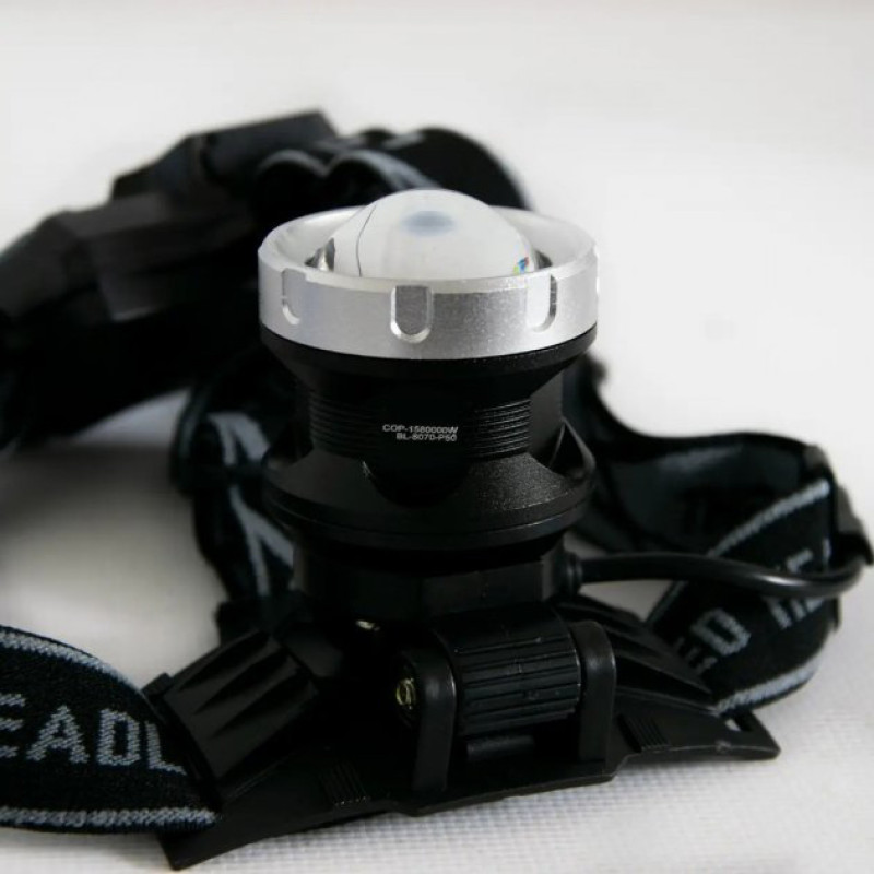 Світлодіодний ліхтарик налобний з акумулятором Bailong BL-8070-P50 Чорний