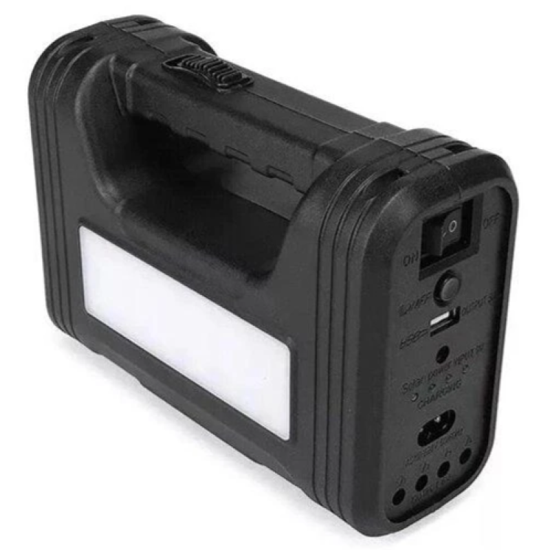 Портативний ліхтар ручний із сонячною панеллю та 3 лампочками Power Bank Li-Ion 220V BL-80172 Black Портативний ліхтар ручний із сонячною панеллю та 3 лампочками Power Bank Li-Ion 220V BL-80172 Black