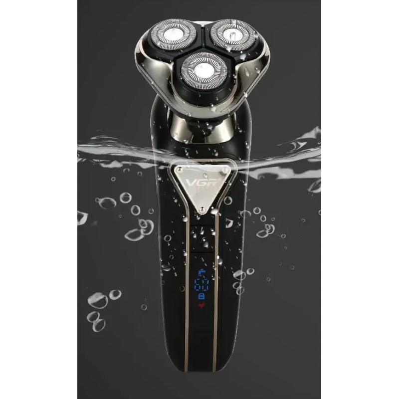 Електробритва роторна з плаваючими головками водонепроникна бритва з дисплеєм для вологого та сухого гоління VGR V-323 8Вт IPX6 Grey Електробритва роторна з плаваючими головками водонепроникна бритва з дисплеєм для вологого та сухого гоління VGR V-323 8Вт IPX6 Grey