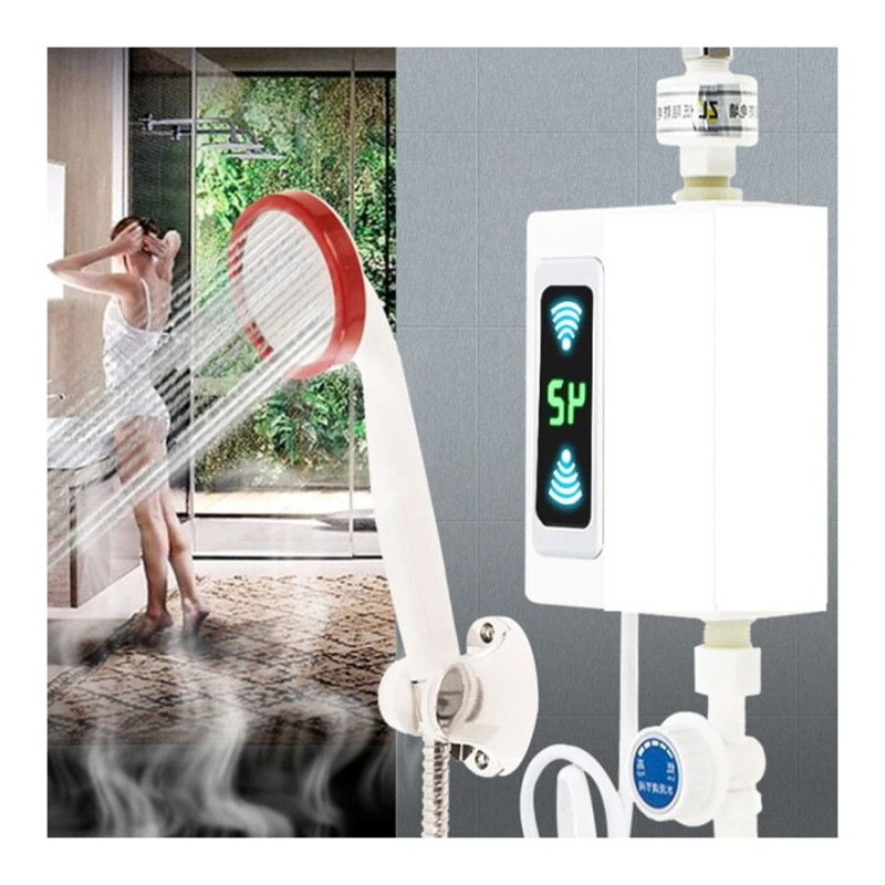 Термостатичний проточний настінний водонагрівач з душем і LCD екраном в компактному корпусі White (XCB-001)