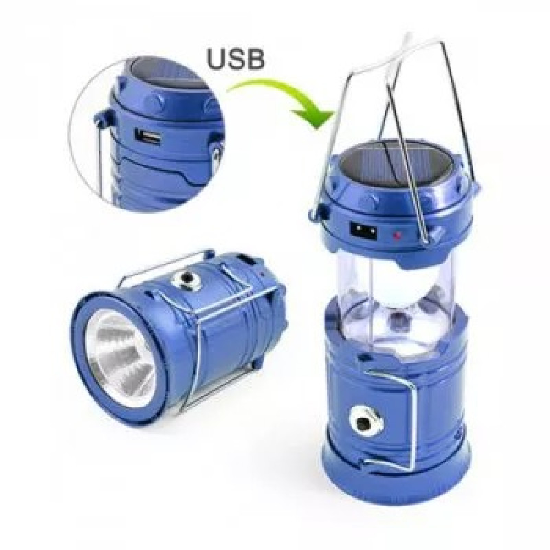 Туристичний ліхтар-лампа на сонячній батареї з функцією павербанку CAMPING MH-5800T 6+1 LED Синій