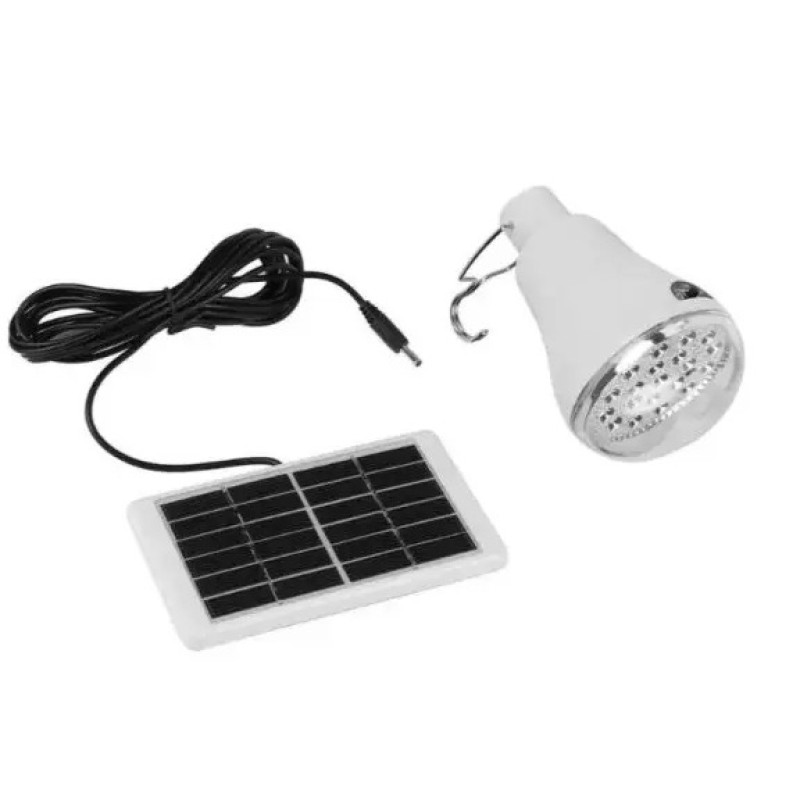 LED лампочка акумуляторна із сонячною панеллю на гачку 10В Golden Road GR 6028 USB Білий
