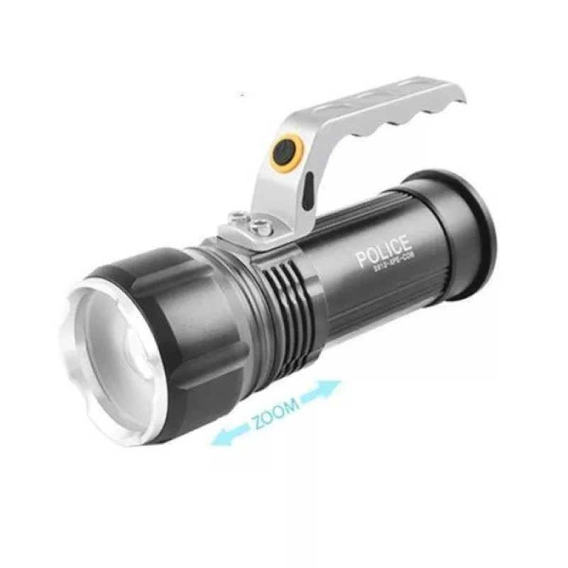 Світлодіодний переносний ліхтар з ручкою та бічним блоком LED функція зуму 3 режими роботи 800 люмен Bailong S912-XPE+COB(white+red) Black