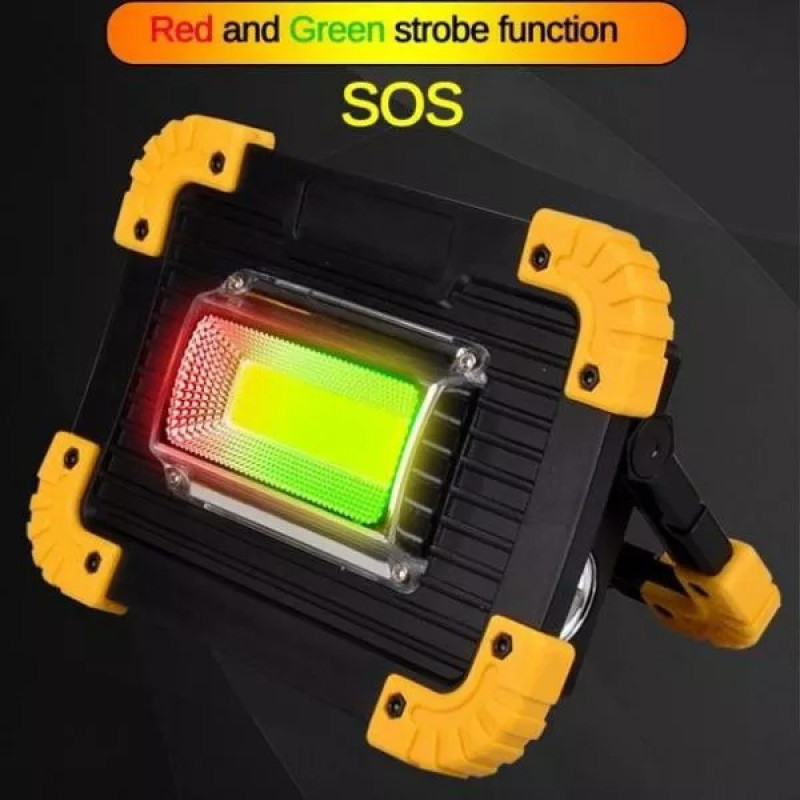 Світлодіодний LED прожектор-ліхтар аварійний кемпінговий акумуляторний з функцією повербанку Чорно-жовтий