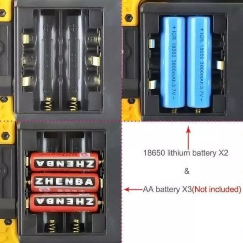 Світлодіодний LED прожектор-ліхтар аварійний кемпінговий акумуляторний з функцією повербанку Чорно-жовтий