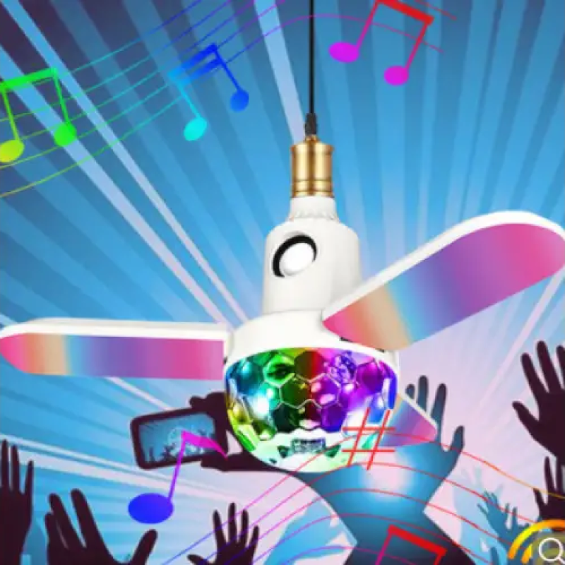 Світлодіодна LED лампа люстра в патрон з 4 лопатями з музикою, світловою кулею та пультом ДУ 40Вт WO-11 White