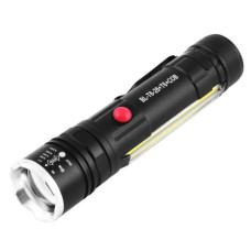 Ручний ліхтар компактний туристичний з 4 режимами роботи магніт/zoom microUSB акумуляторний 18650 метал Police T6-26+T6+COB Чорний