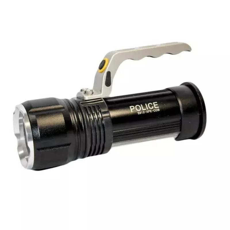 Світлодіодний переносний ліхтар з ручкою та бічним блоком LED функція зуму 3 режими роботи 800 люмен Bailong S912-XPE+COB(white+red) Black