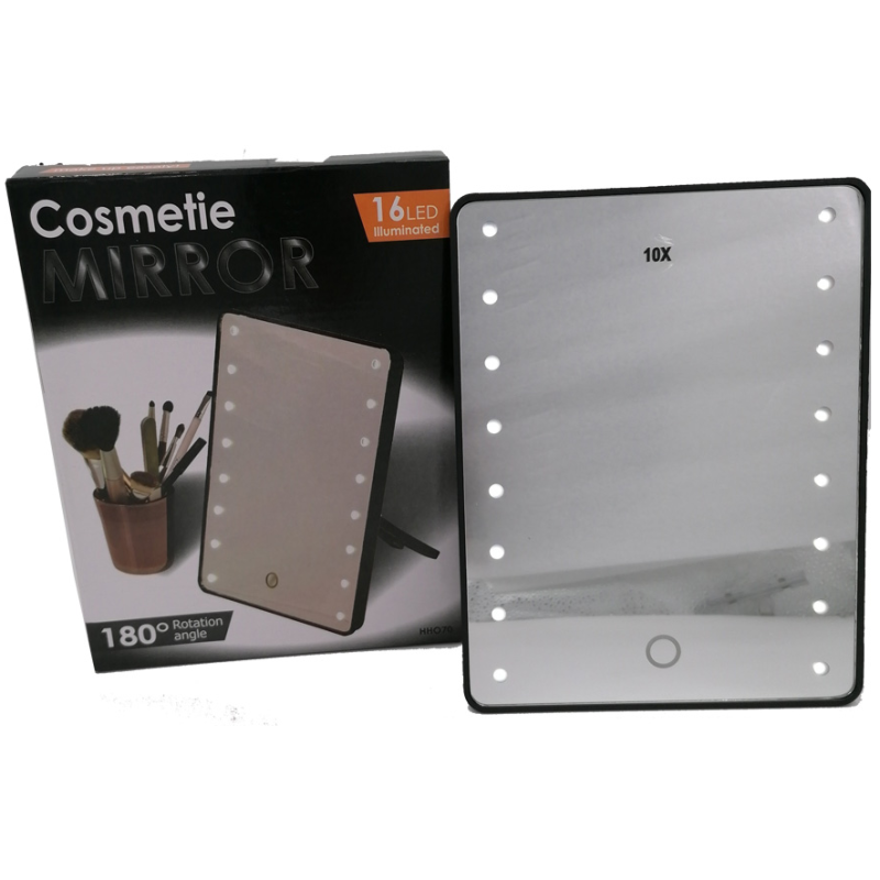 Настольное зеркало для макияжа с LED подсветкой и ножкой подпоркой прямоугольное Black Настольное зеркало для макияжа с LED подсветкой и ножкой подпоркой прямоугольное Black