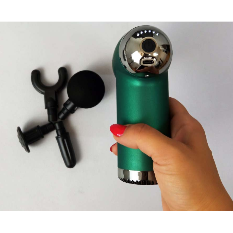 Ручний масажер вібраційний пістолет акумуляторний з 4 насадками FASCIAL GUN JY-311 Green Ручний масажер вібраційний пістолет акумуляторний з 4 насадками FASCIAL GUN JY-311 Green